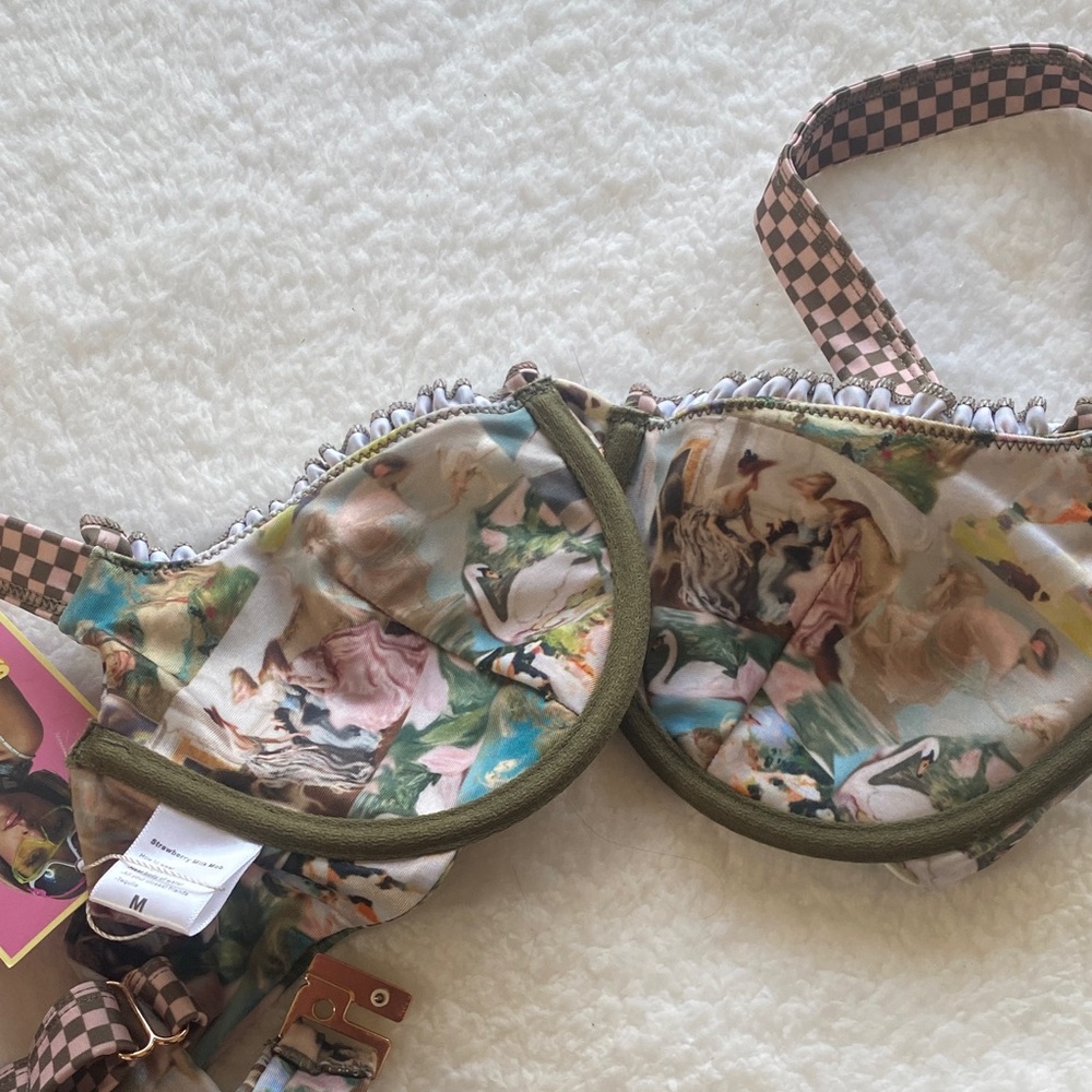 NWT Strawberry Milk Mob Artistic Nature Print Bra bikini top - Picture 5 of 10